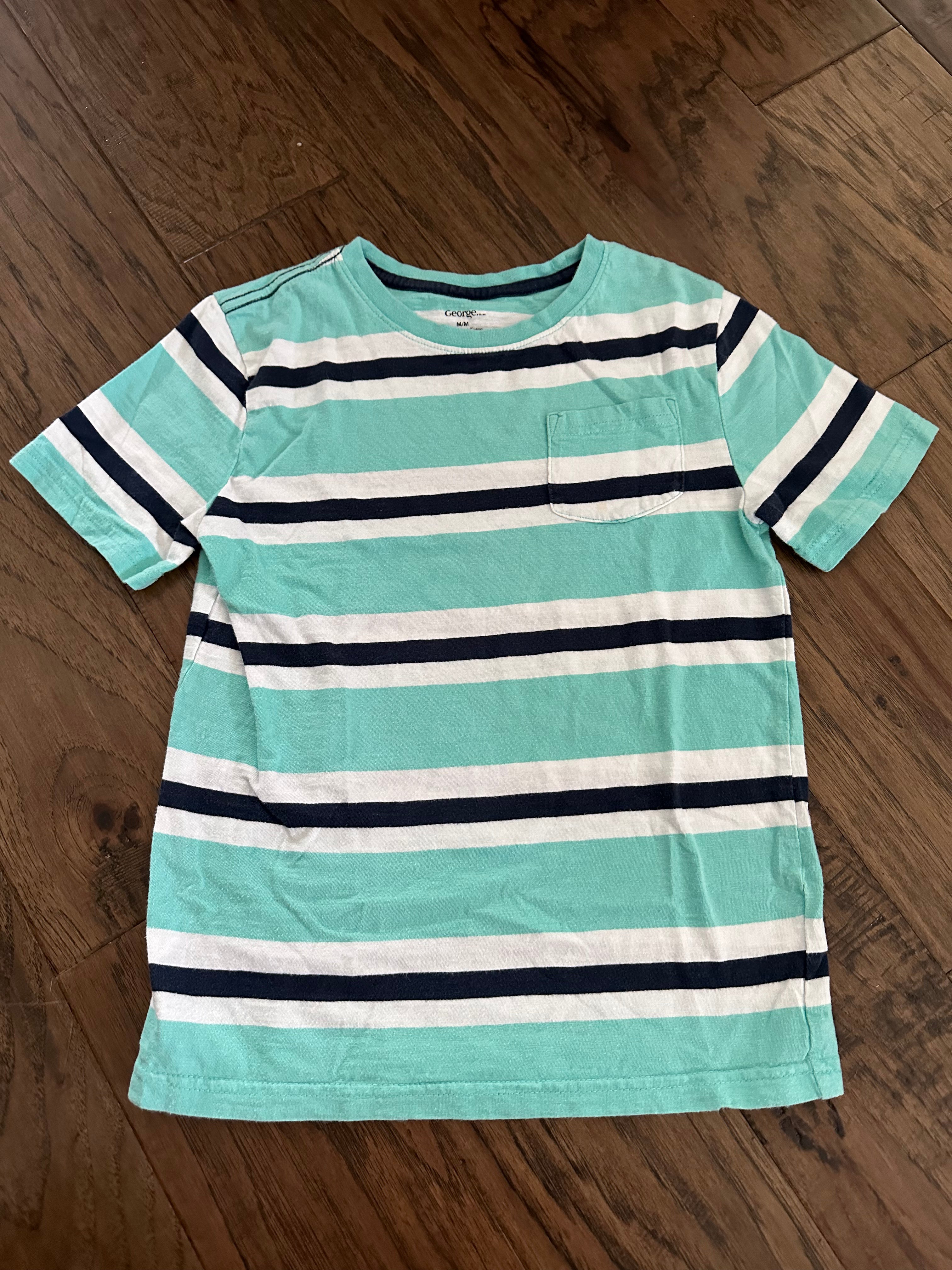 Boys Medium Blue Striped Shirt