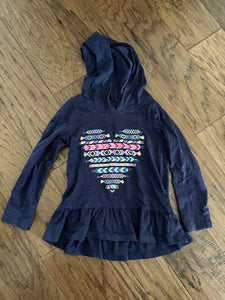 4T Girl's Hooded Shirt with Ruffle