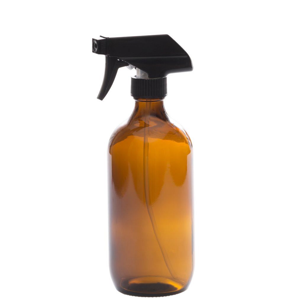 500mL Amber Glass Bottle with Black Trigger Sprayer
