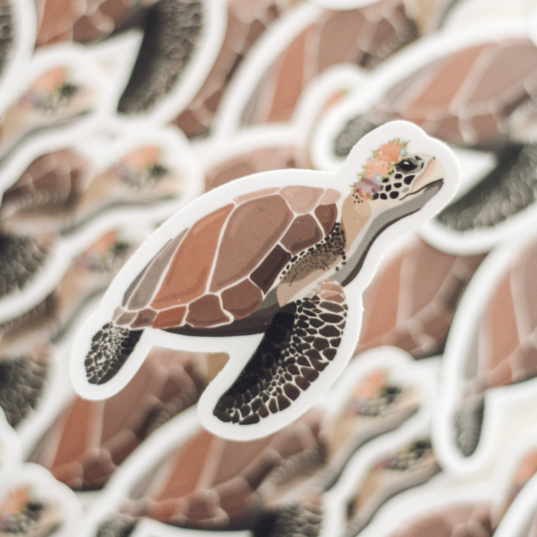 Sea Turtle in Floral Crown Sticker